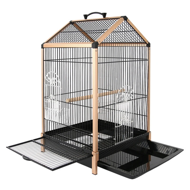 Large Bird Cages with Rolling Stand Parrot Chinchilla Finch Cage Macaw Cockatoo Pet House Wrought Iron Birdcage
