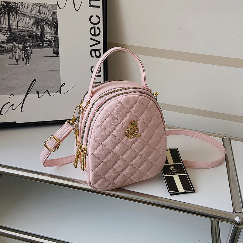 Women Mini Cross Body Mobile Phone handbag Multi-function waterproof sling bag  For Ladies girls solid color quilt  bag