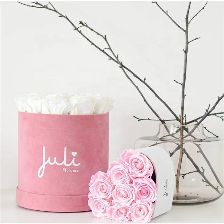 Luxury wholesale round hat box velvet flower gift box