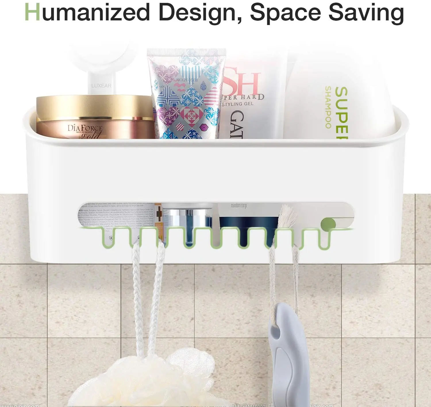 
NO-Drilling Removable Shower Basket Shower Caddy Basket for Bathroom Kitchen Waterproof Caddy Organizer for Shampoo Conditioner 