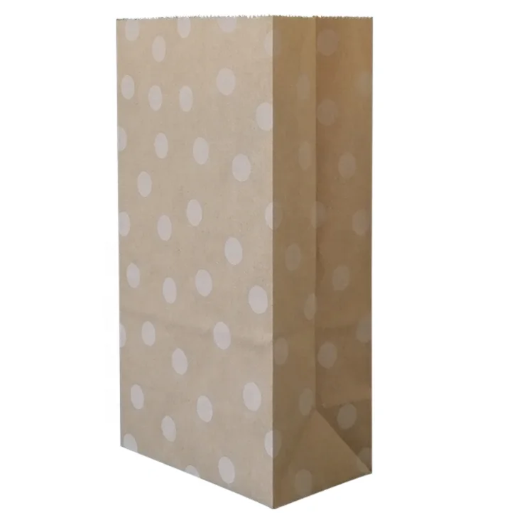 Okay Wholesale Polka Dot Wave Square bottom Party Paper Bags,Kraft Paper Goodie Treat Bags for gift packing