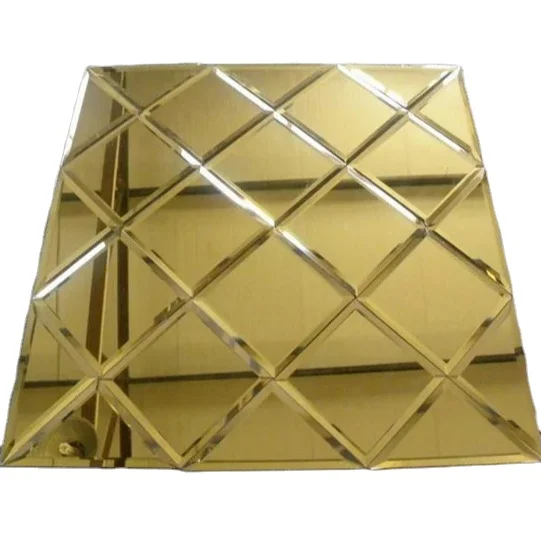 5mm 6mm Bronze Golden Grey Tinted Laser Engraved Mirror Glass for Decoration