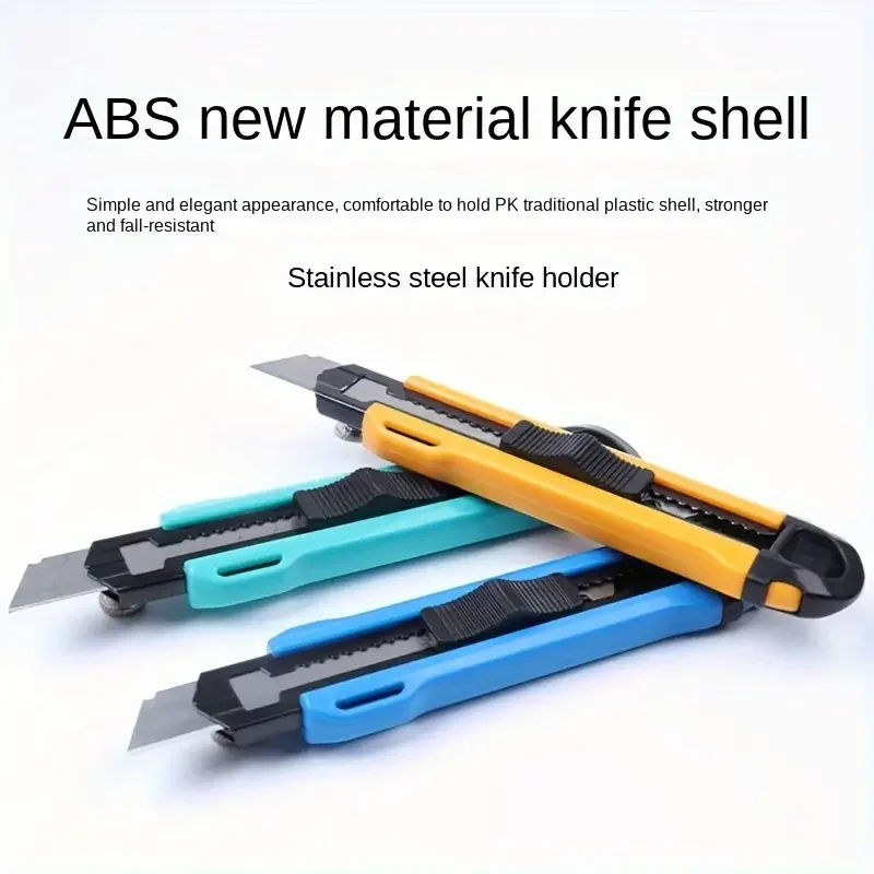 High Quality 0.5mm Thickness 18mm Blade Snap Utility Knife ABS Rubber Grip Automatic retractable Utility Knife