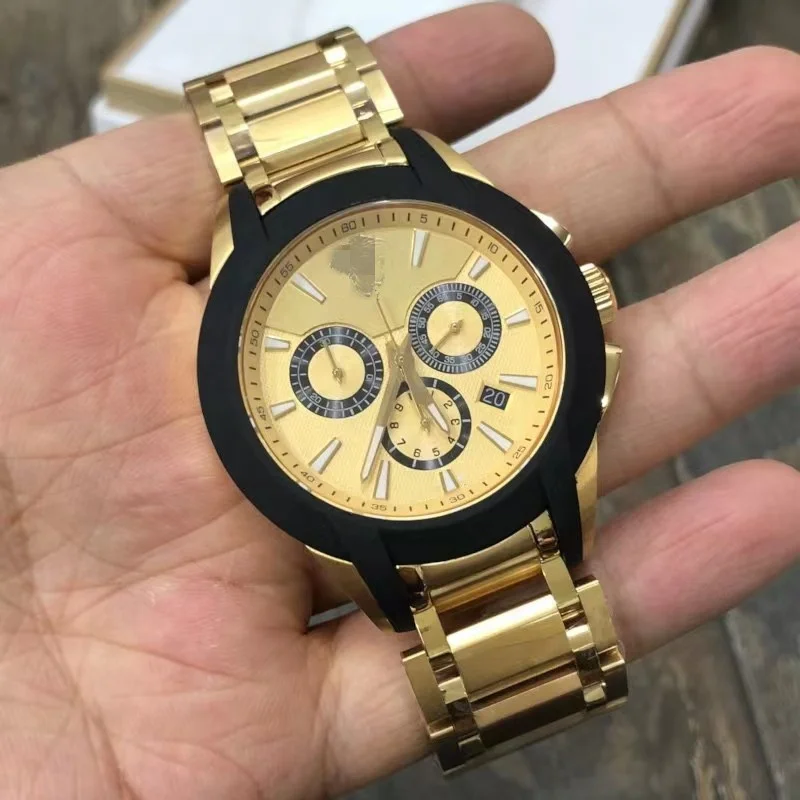 Luxury Gold Man Quartz Watches Chronograph Stainless Steel Waterproof Wrist Watch for Men Fashion Montre Homme