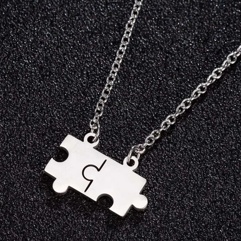 stainless steel puzzle necklace set best friend necklaces for 2