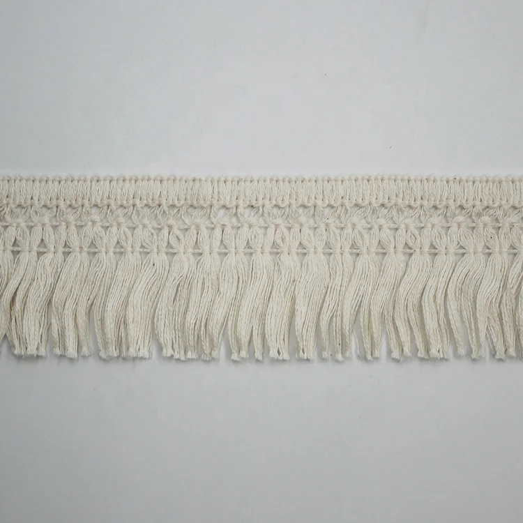 Wholesale 60mm wide White Beige 6cm Cotton Carpet Rug Tassel Fringe Trims for Home Textile Garment Decoration Curtains