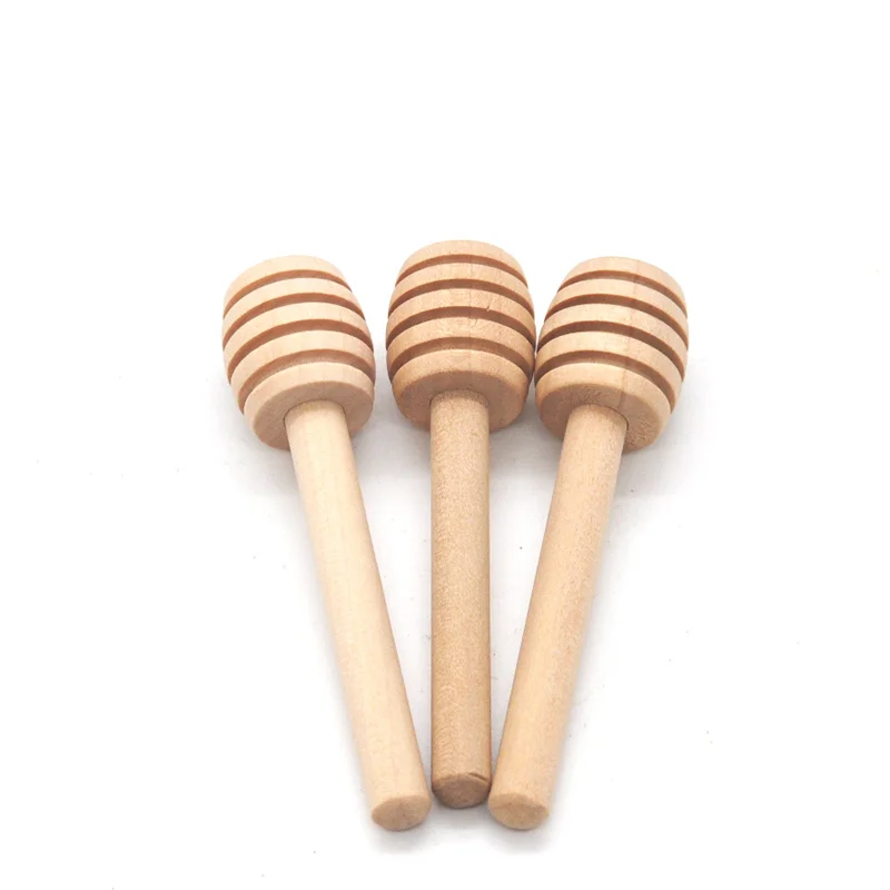 Wholesale Sustainable Small Wooden Custom Mini Bees Jams Dispense Spoon Syrup Mixing Stirrer Honey Dipper Stick