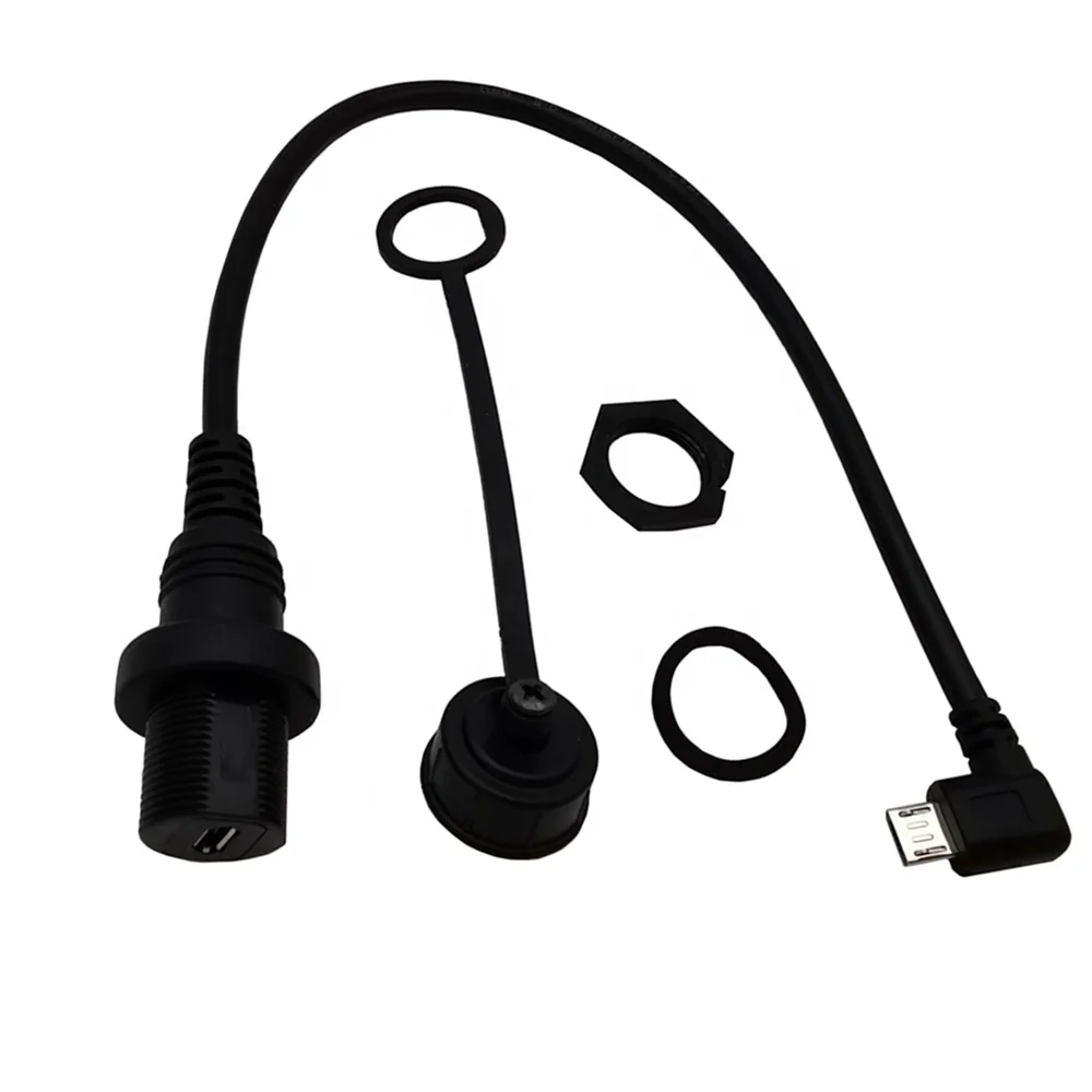 ERE 90 degree Angle Micro USB Mount Extension Dash Flush Cable for Car, Boat, Motorcycle, Truck Dashboard (Micro USB)