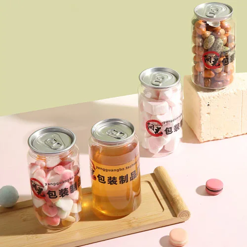 Disposable digital printing 500ml 600ml plastic cans pet clear soda milk tea  cup juice beer bottle with sasy open lid