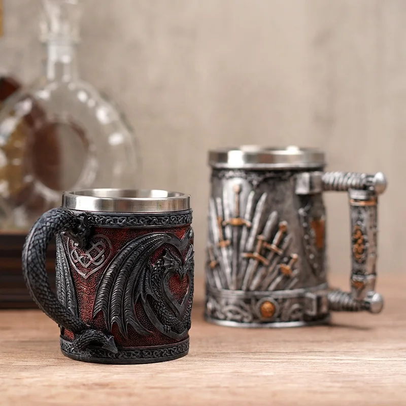 Medieval vintage three-dimensional sculpted beer mug goblet dragon mug home  ornaments