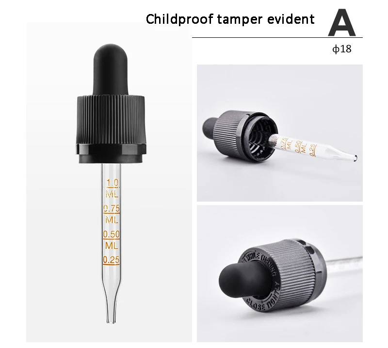 In stock 5 10 30 100 ml dropper bottle uses clear pointed 58mm 70mm 77mm 109mm marked food grade glass pipette with measurement