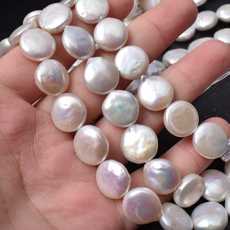 Top quality Wholesale 12-13mm Natural fresh water pearl round coin Baroque Fresh Water Pearl