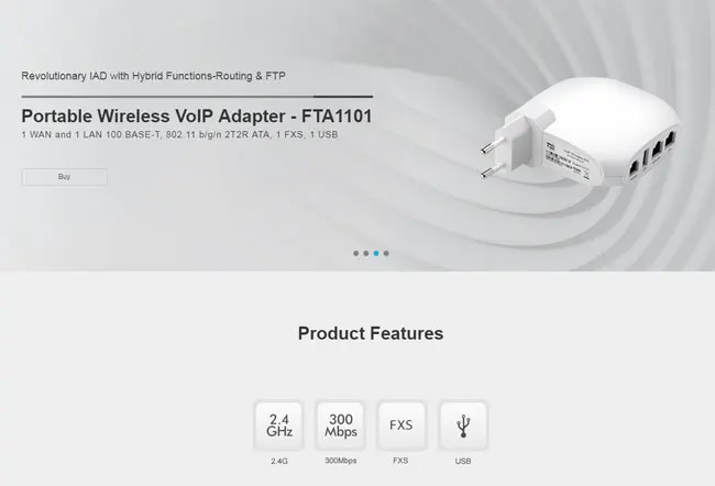 FlyingVoice Portable Wireless VoIP Adapter FTA1101 With one FXS port, one LAN port, one WAN port and one USB port