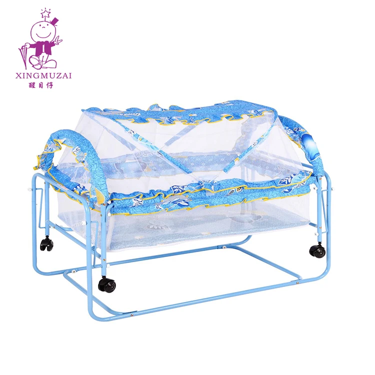 Классическая многофункциональная Экологически чистая металлическая кроватка из МДФ для новорожденных с москитной сеткой детская