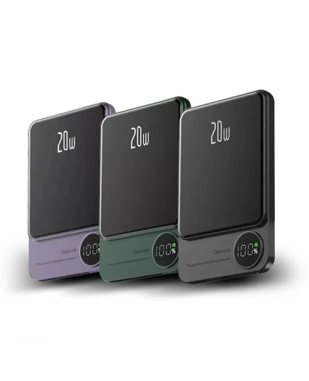 Portable 20W Ultra-Thin Wireless Fast Charging Powerbank High Capacity 10000mah 5000mah LED PVC Magnetic USB Holder Mobile