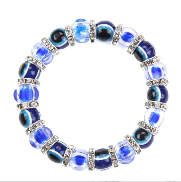 Multi Color Lampwork 10mm Blue Glass Beads Handmade Amulet Evil Eye Turkish Bracelet