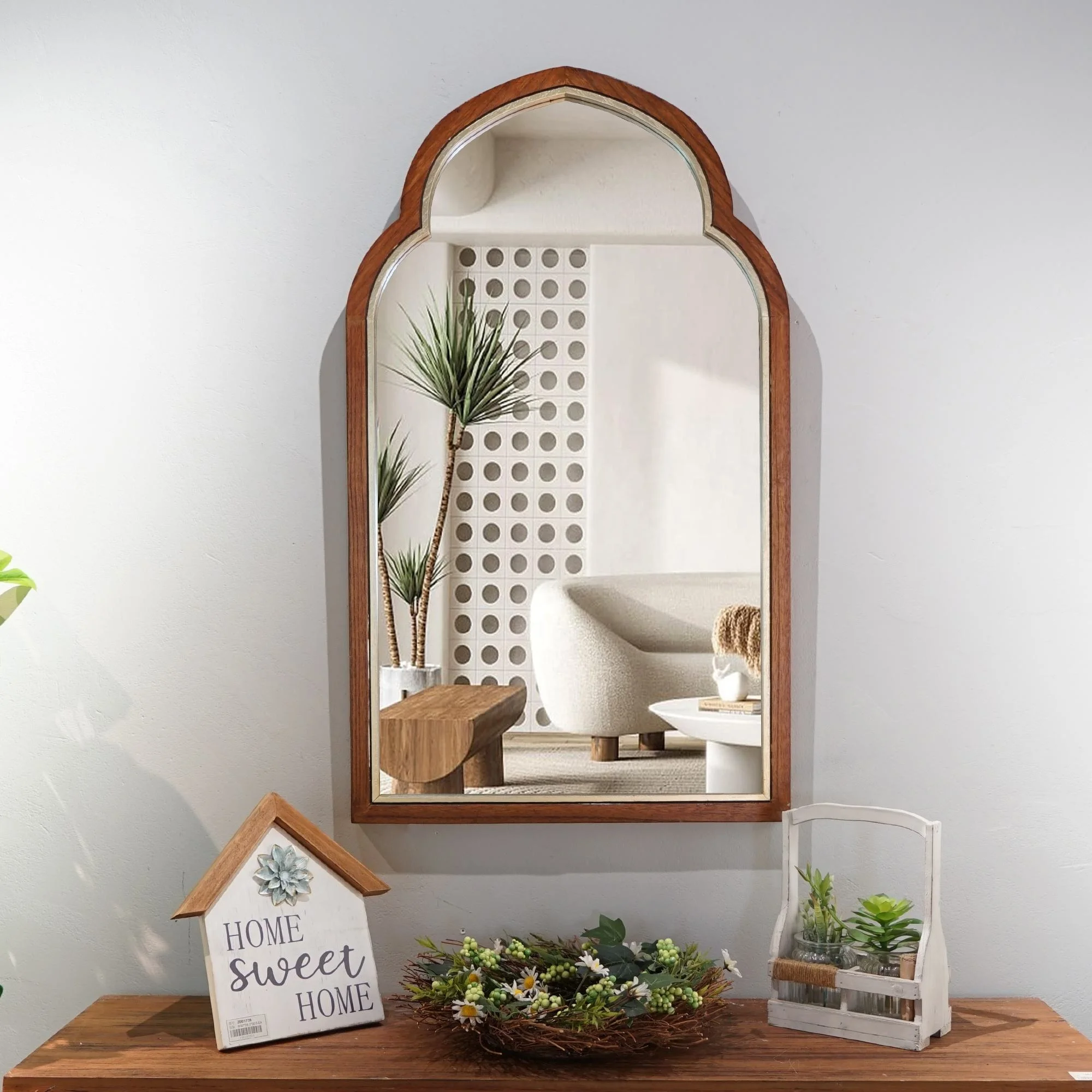 Hot Selling Art Irregular Wood Frame Wall Mirror Decorative Mirrors Living Room Bathroom Glass Wall Mirrors Decorative