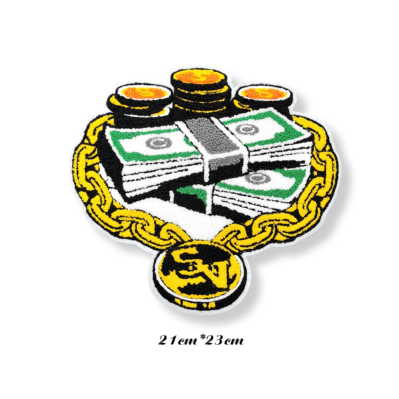 Wholesale Customized Money Printed Sequence Embroidered Patches Iron on