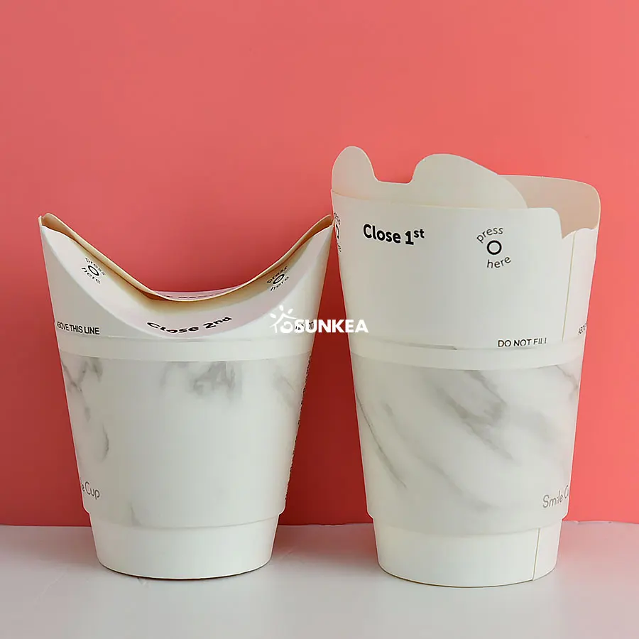 Disposable single and double wall paper cup without extra lid, coffee cup with self cover, butterfly cup