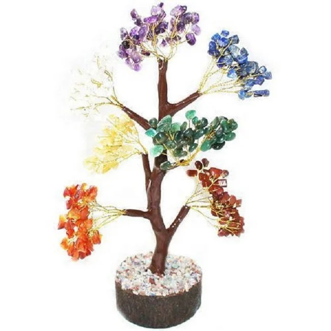 7 chakra crystal chip tree seven chakra tree of life stone chip tree crystal chip healing gemstone agate Decoration Gifts