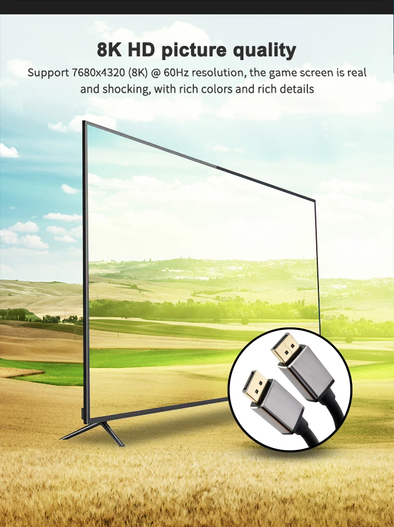 
DP 8K 1.4V HD Male To Male Premium Looking Aluminum Metal Casing Displayport 8K Cable 