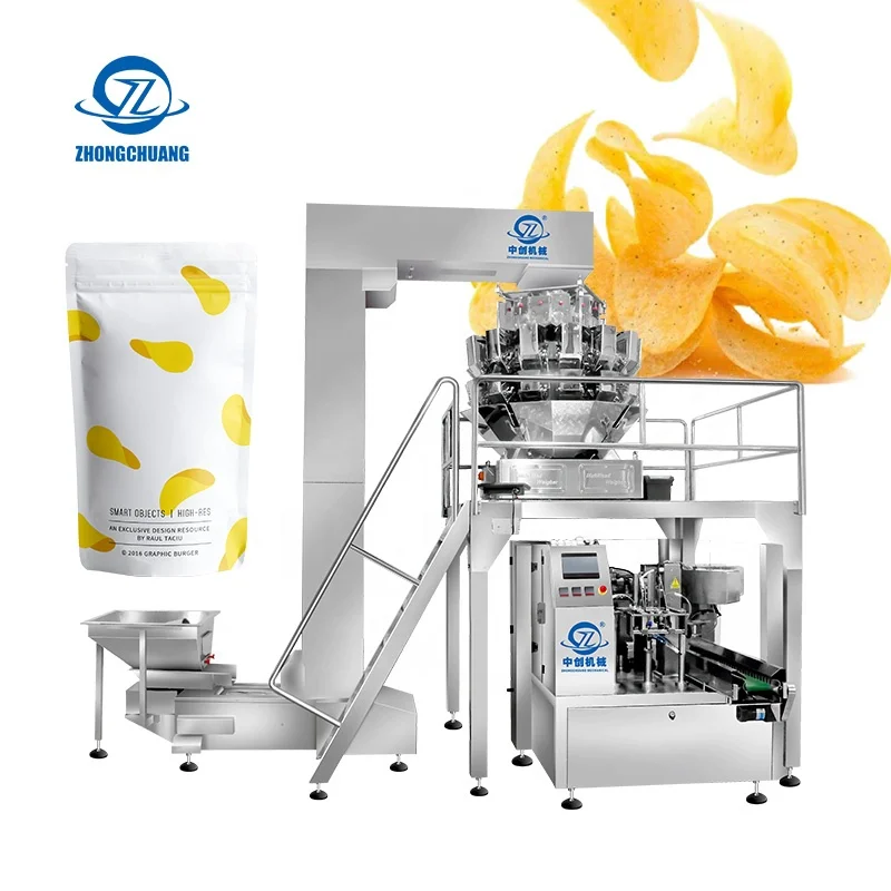 Premade Bag Packaging Graules Dried Fruits Popcorn Corn Flakes Potato Chips Stand Up Zipper Pouch Doypack Packing Machine