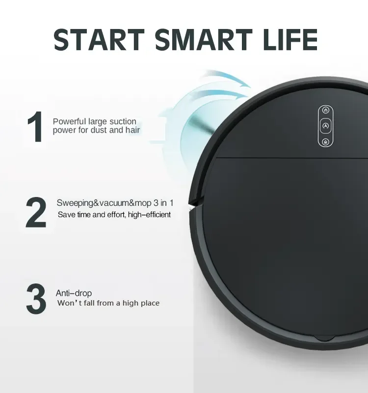 Glomarket Sweeping Robot Vacuum Cleaner 3 In 1 Auto Cleaning APP Control Work With Alexa&Google Assistant