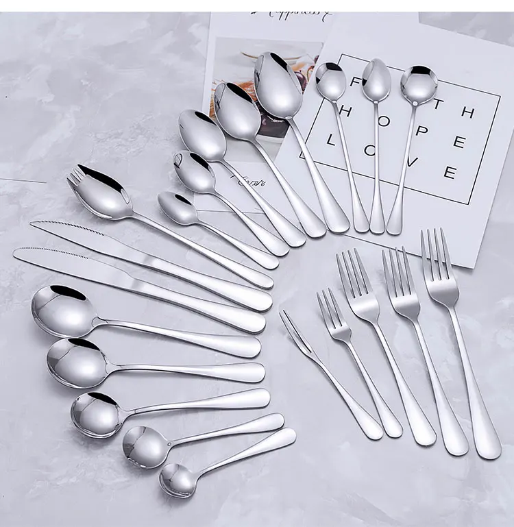 Bulk 4pcs Knife Spoon Fork Luxury Metal Tableware Spoons Travel Vintage Gold Cutlery Stainless Steel Flatware Sets