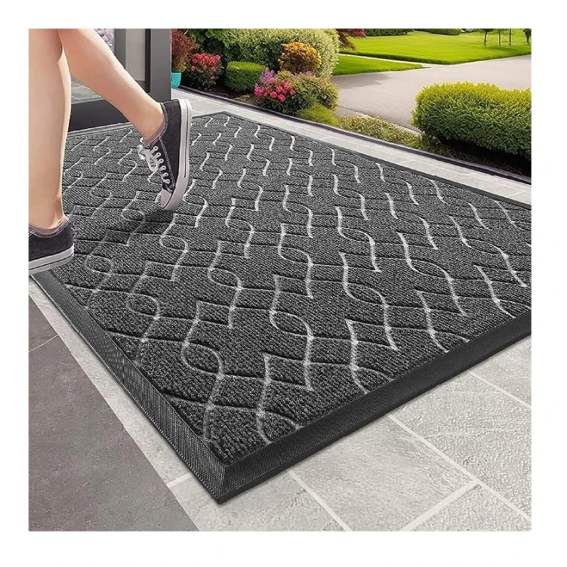 Durable Heavy Duty Front Door Mats Water Absorbent Easy Clean Entry Entrance Mat with Non-Slip Backing Custom Logo Pattern Patio