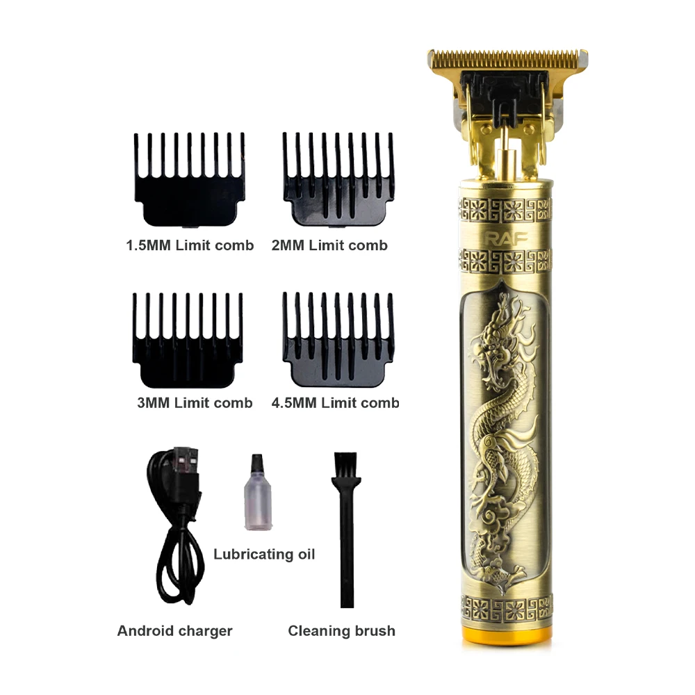 Metal Carving Desgin Usb Rechargeable Men Hair Cutting Cordless Shaver Barber Clippers Hair Trimmer