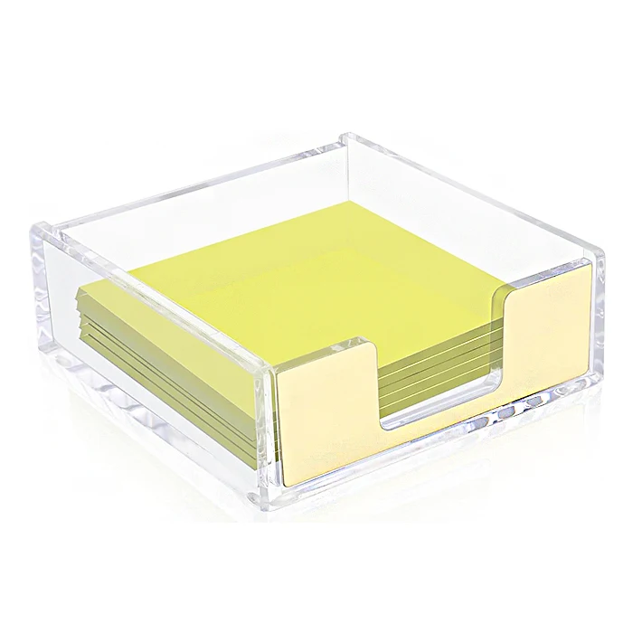 Desktop Rectangular Clear Acrylic Sticky Notes Stand Holder Lucite Memo Notepad Holder For Stationery Shop
