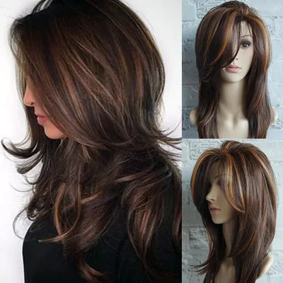  wholesale cross border real hair head set European and American wig women long straight blackAfrican