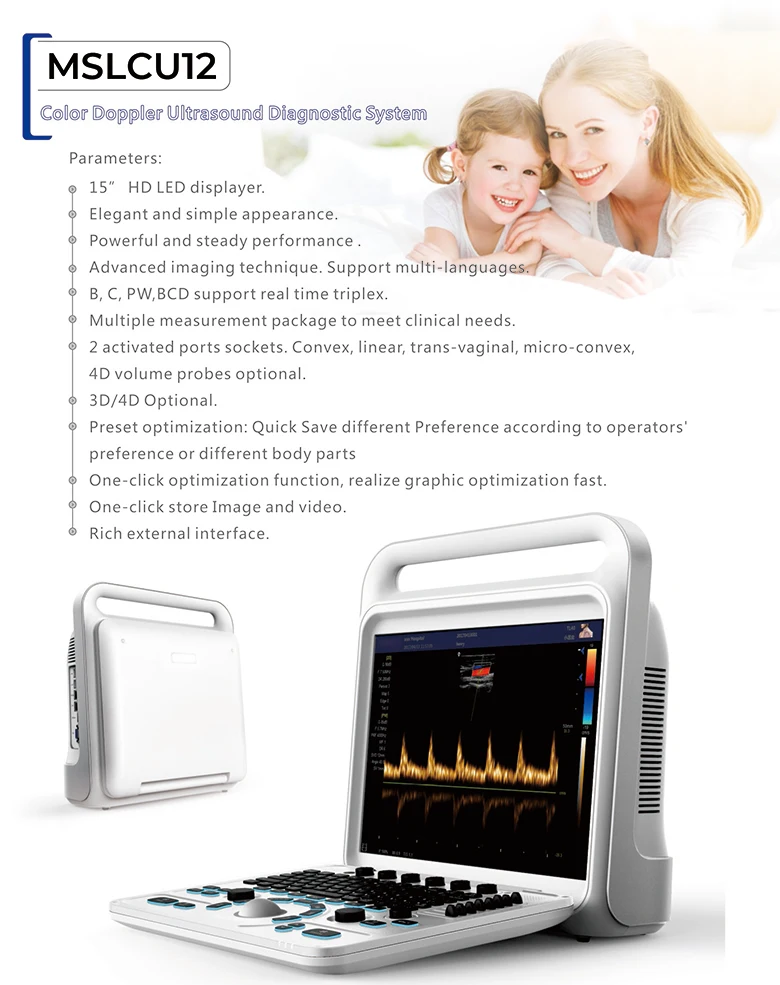Portable Full-Digital Ultrasound Machine with Electric Power Source Medical Plastic Portable Ultrasound Scan