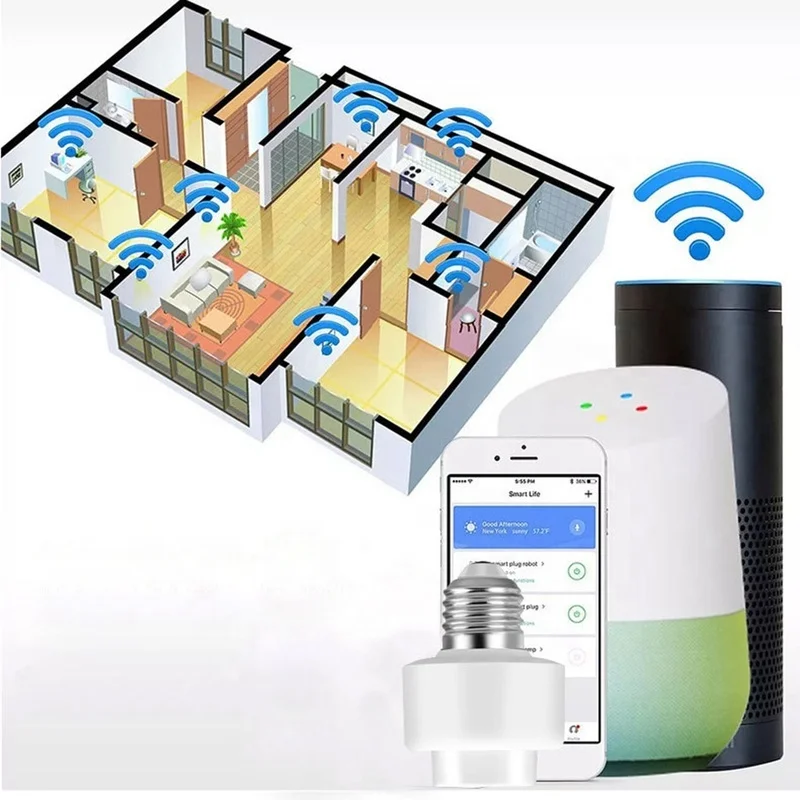  100-240 В Многофункциональный Умный держатель для лампы с Wi-Fi розетка настенный светильник фитинги (белый) адаптер