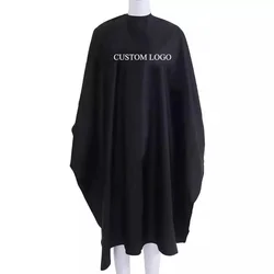 Custom logo hairdressing cape design Black salon cape hair cutting barber cape with buttons