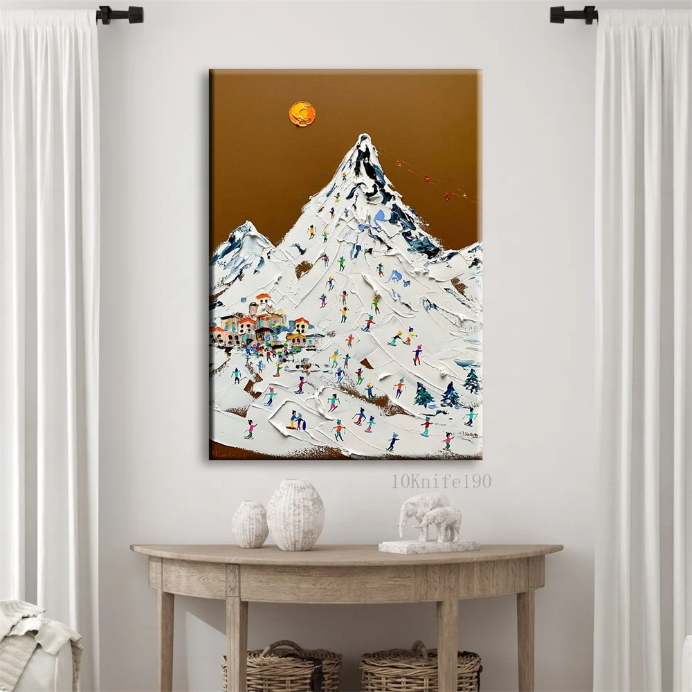 Palette Knife People Beach Paintings Palette Knife oil Painting Landscape Canvas Colorful Hand Painted