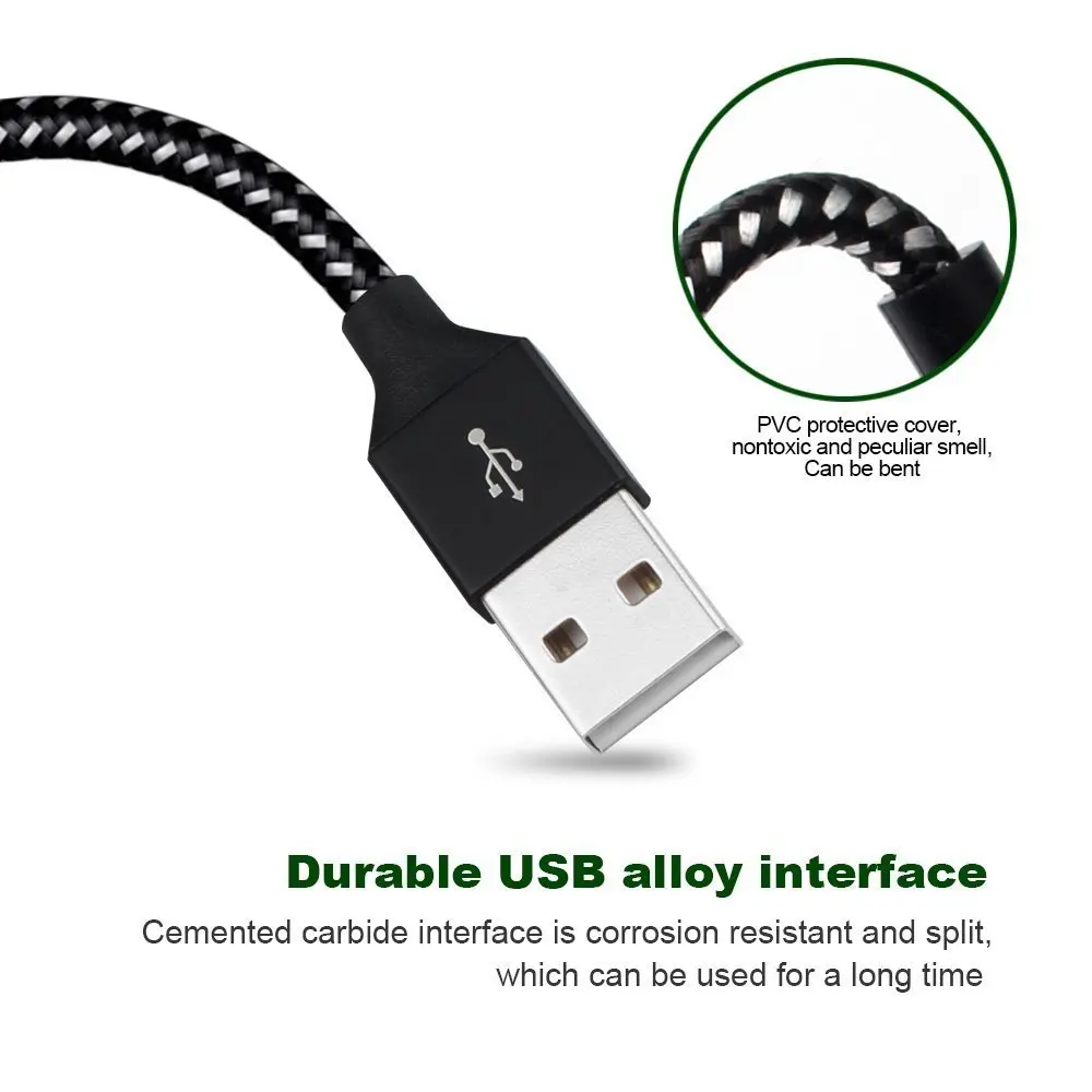 For mobile phone Micro Cable Basics 10 Feet Usb Cable for Phone Nylon Usb 2.4A 1m 2m 3m Nylon Braided 3 in 1 Fast Charging Cable
