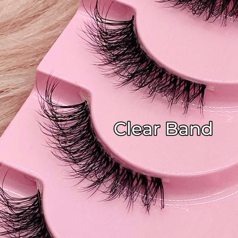 Half Strip Lash Clear Black Band Half Strip Eyelashes Faux Mink White Label Half Lashes