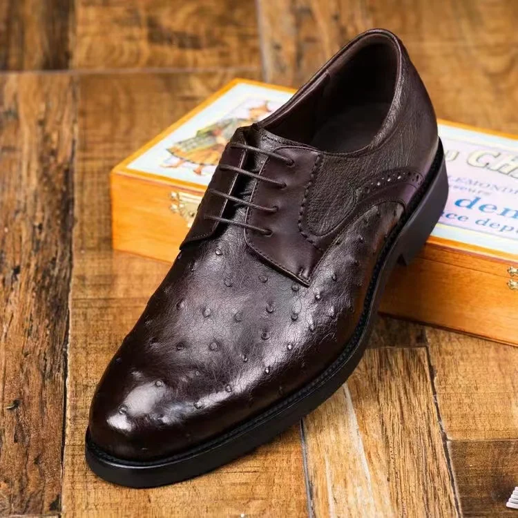 Fashion high quality real exotic slip on designer style genuine ostrich skin leather men shoes