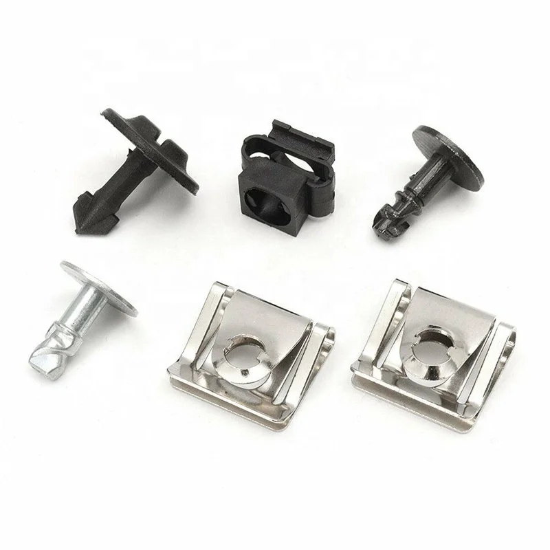 60PCS Mixed Car Bumper Fender Screw Fastener Clip Instrument U-Type Metal Clips Assortment Kit For VW Audi