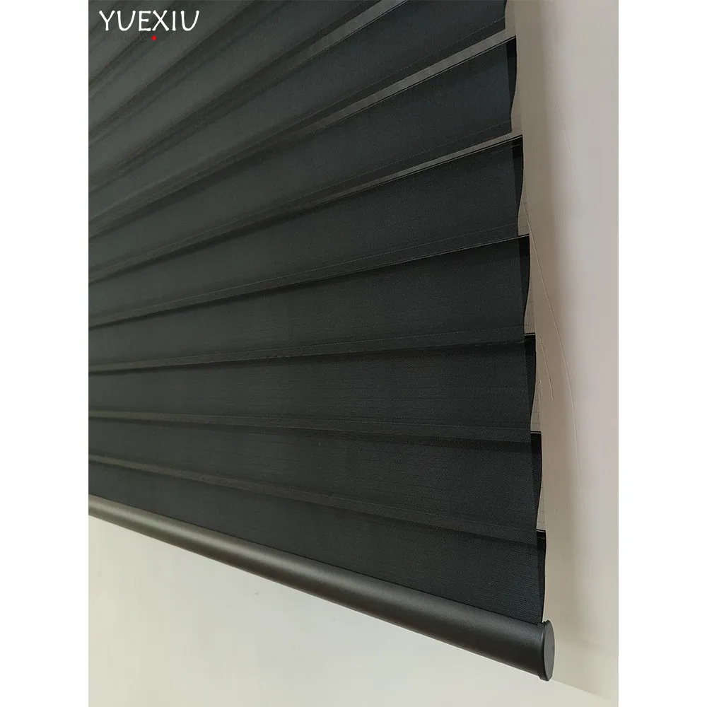 High Quality Electric Remote Control Black Color Shangri-La Blinds Motorized Triple Shade Window Blinds Privacy