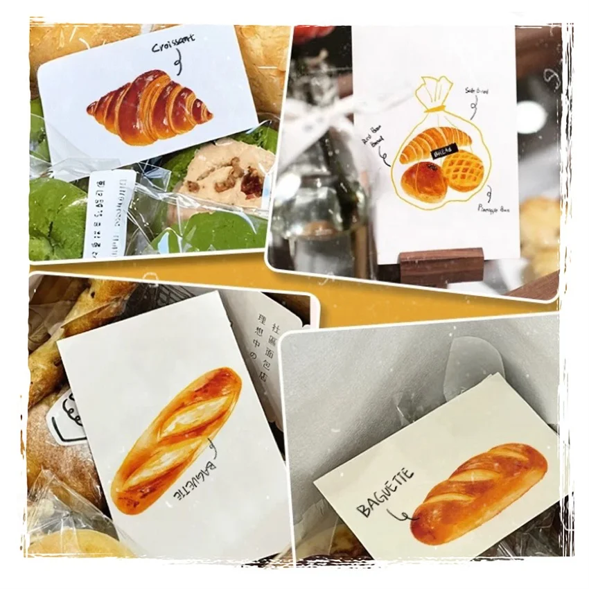 Custom Hand-Painted Baking Card for Cake Shops Art Paper Instructions and After-Sales Tips on Bread Preservation