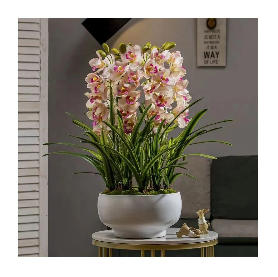 Potted orchid decoration potted artificial flowers artificial flowers orchids garden artificial potted orchid flowers