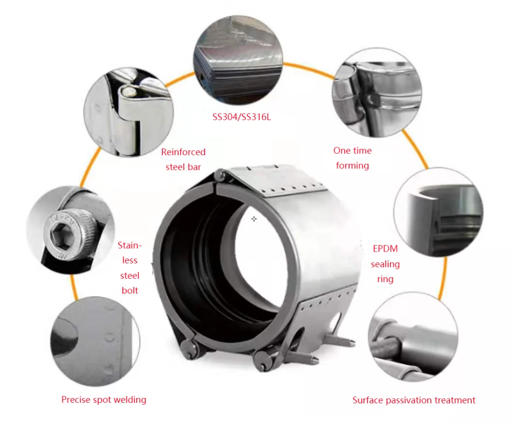 FITTINGS Repair Clamp SS-304  4'(108-118) PN16 L-300mm (Each)  DN100 pipe repair clamp