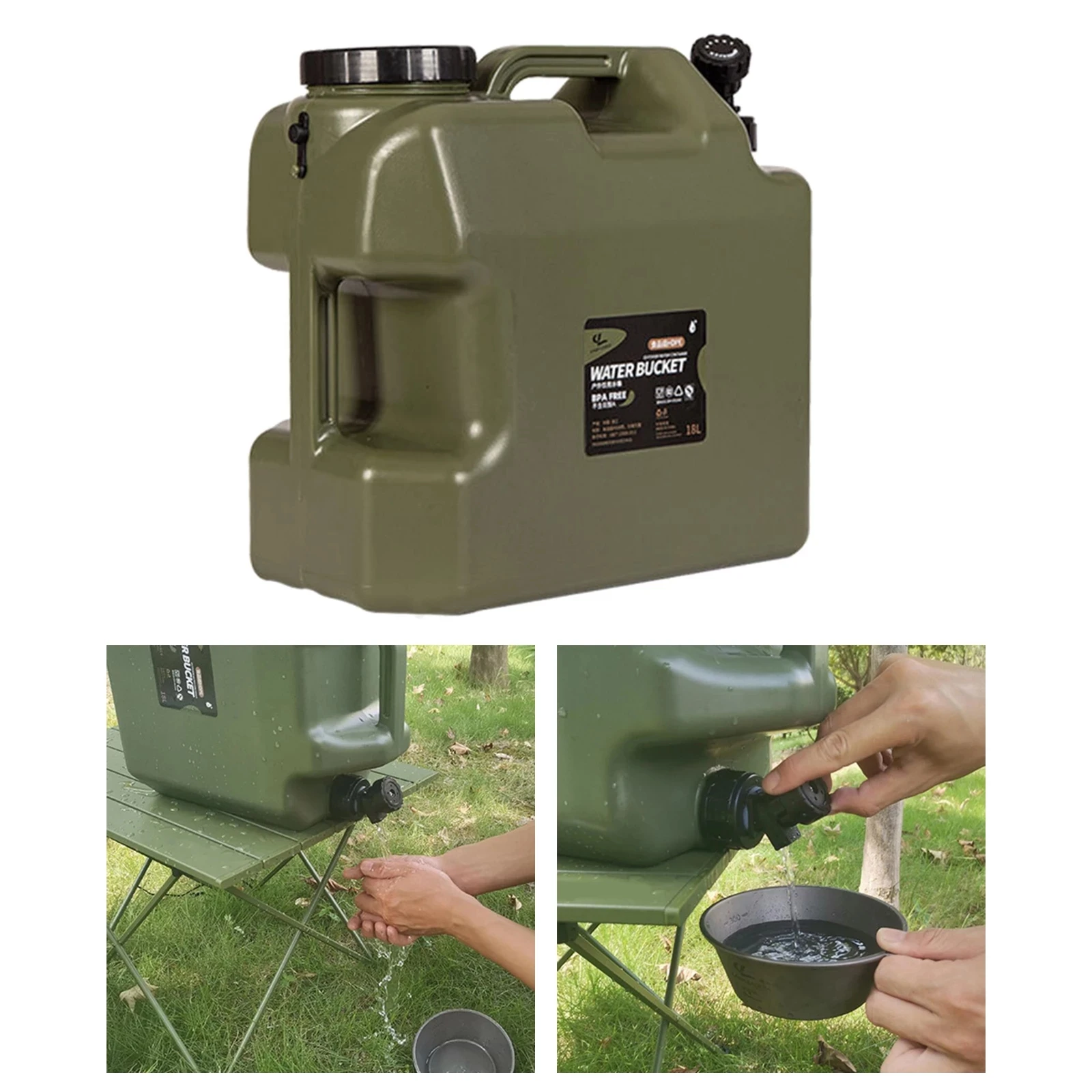 Outdoor Portable Water Bucket for camping Container BPA Free with Spout Fluid Drinks Bottle