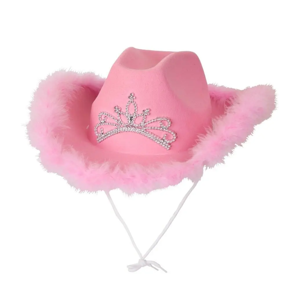 2022Top Hat For Women  New Pink carnival Led Cowboy Hat Fancy Dress Hat With Feather