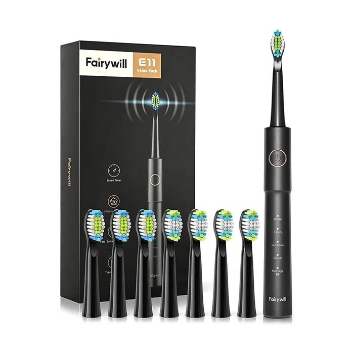  Fairywill FW E11 IPX7 из водонепроницаемого материала на очень чистки 5 режимов электрической цепи электрическая зубная щетка щётка для мужчин и