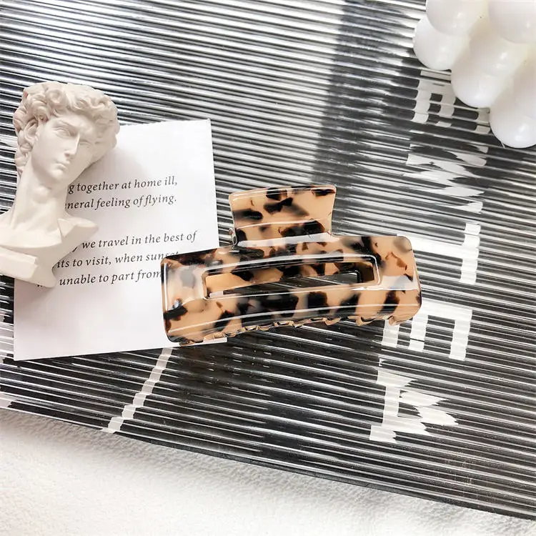 Hot Sale Rectangle Large Non Slip Acetate Hair Claw Clips 7.5cm Custom Barrette Hair Clip