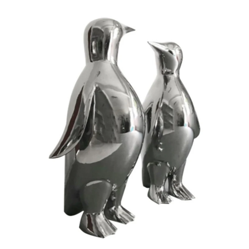 Park metal anime statue stainless steel animal penguin sculpture life size giraffe sculpture