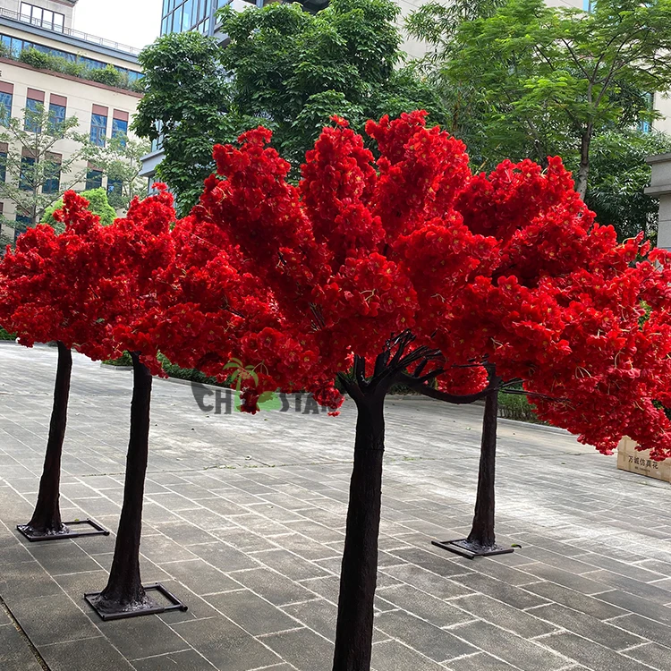 Indoor red artificial arch cherry blossom tree for wedding backdrop decorate